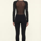 Twist Front Ruched Mesh Bodysuit