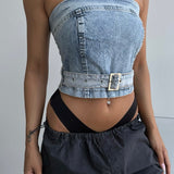 Belted Denim Top