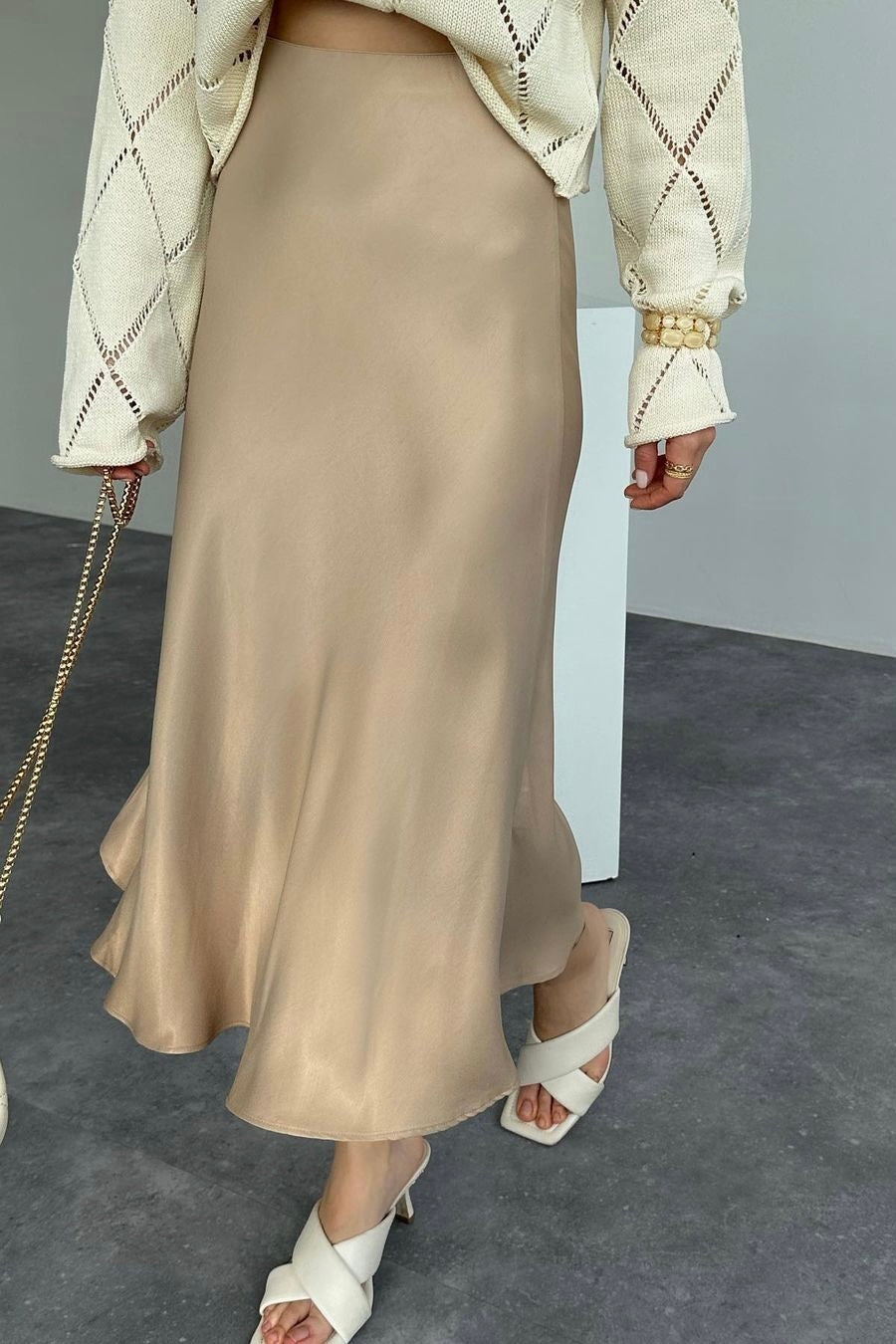 Full Length Satin Skirt