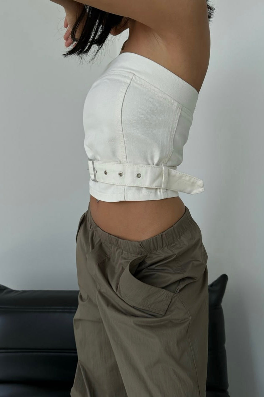 Belted Denim Top