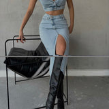 Criss Cross Jean Skirt