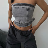 Belted Denim Top