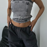 Belted Denim Top