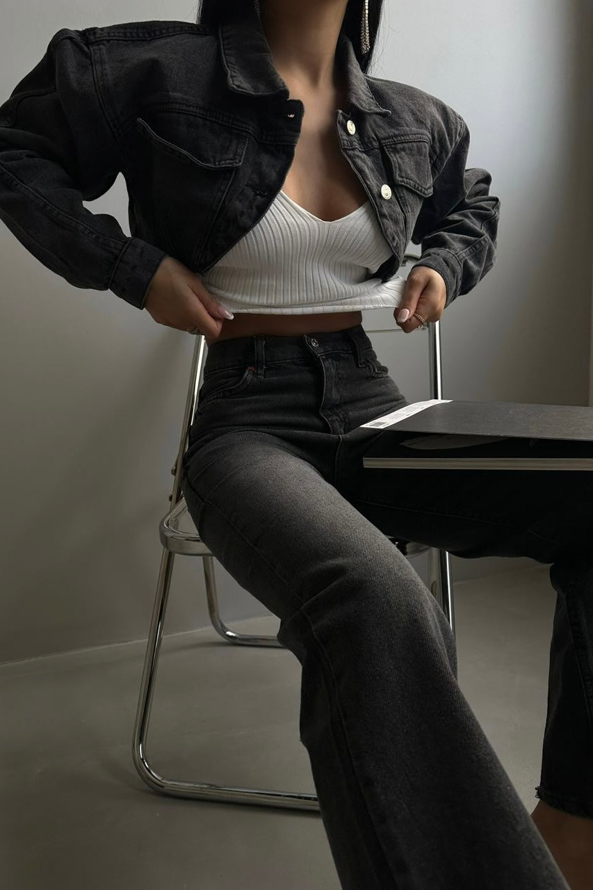 Gray Wash Straight Jeans