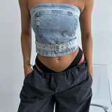 Belted Denim Top