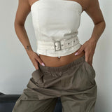 Belted Denim Top