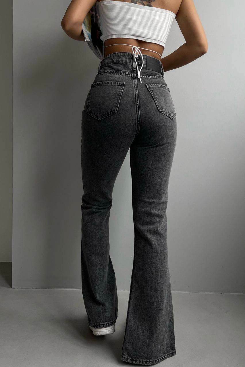 Hem Front Split Jeans