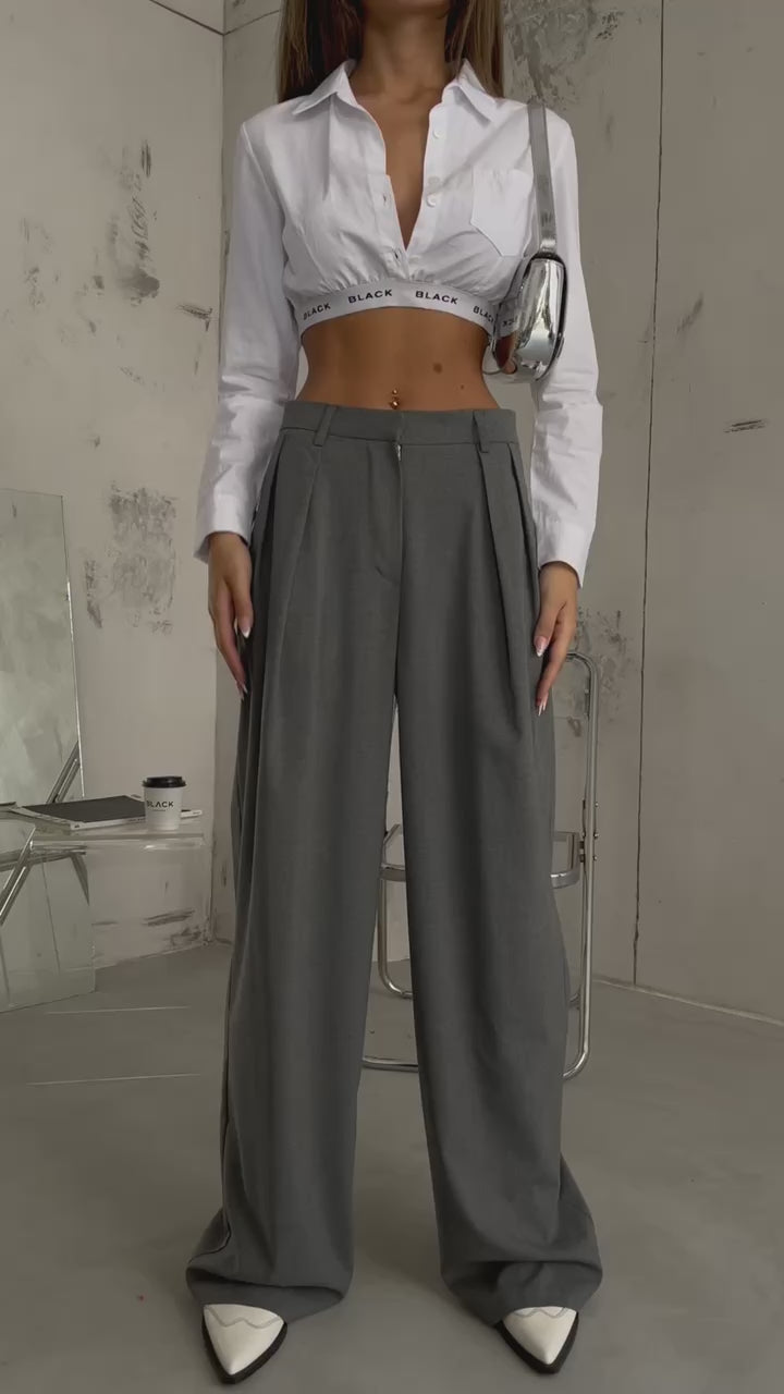 Wide Leg Pleated Pants