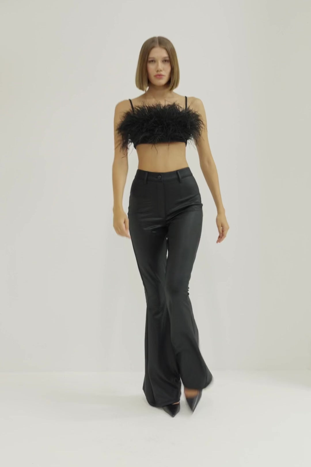 Feather Trim Bra Top