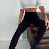Crepe Fabric High Rise Pants