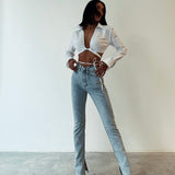 Skinny Split Hem Jeans