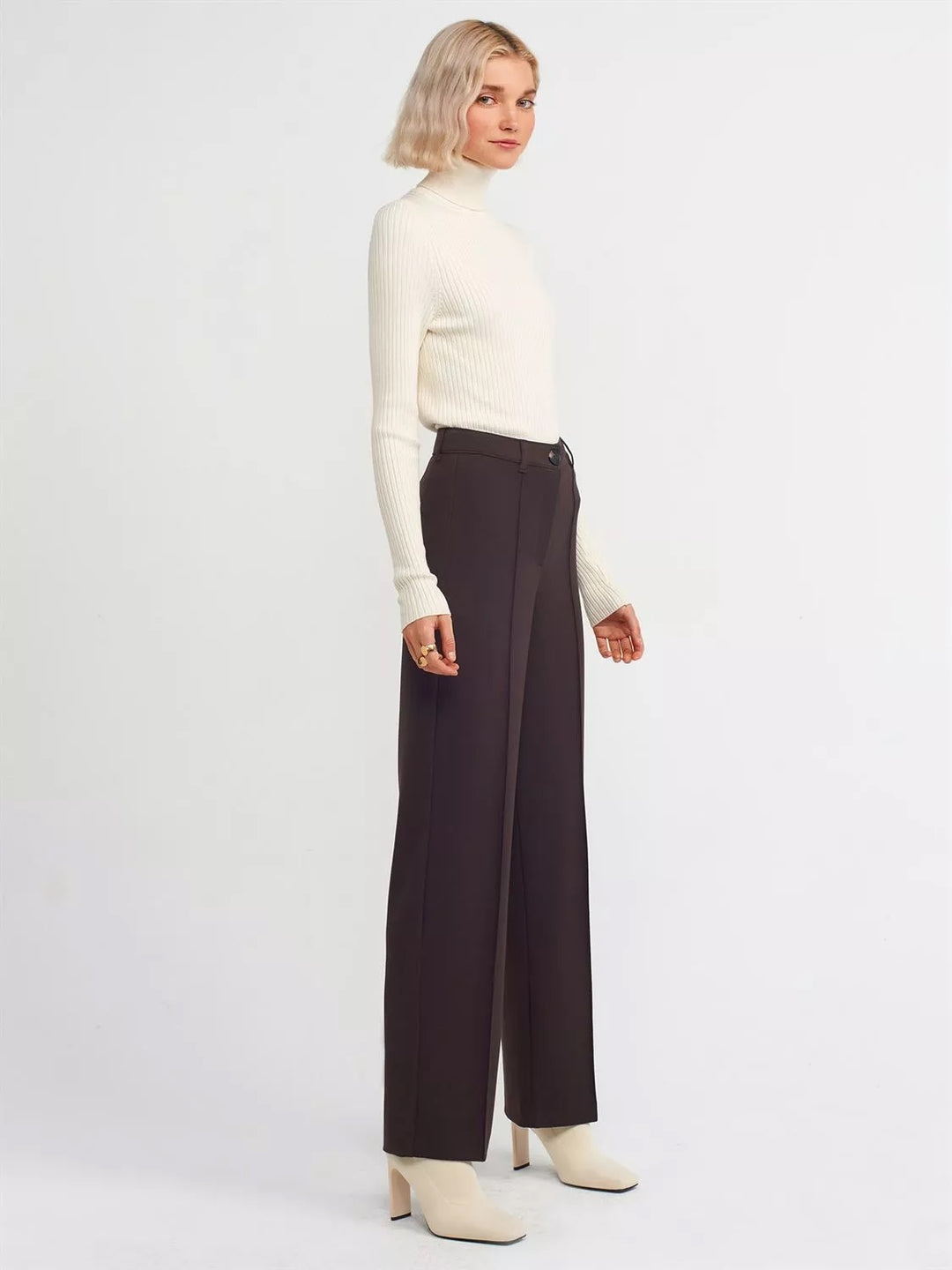 Long Brown Straight Pants