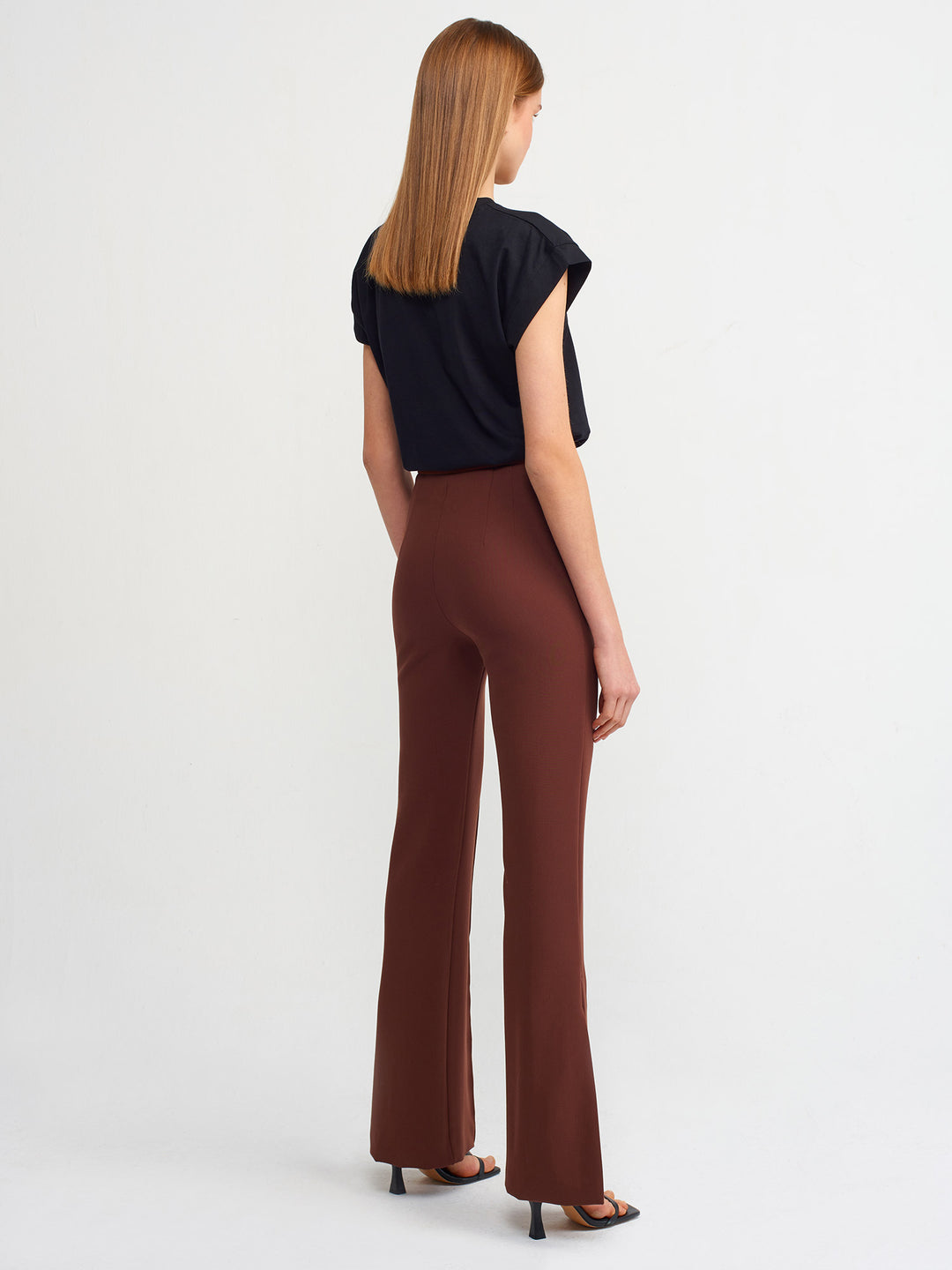 Split Hem Classic Pants Brown