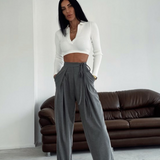 Wide Legs Pleated Pants In Colors