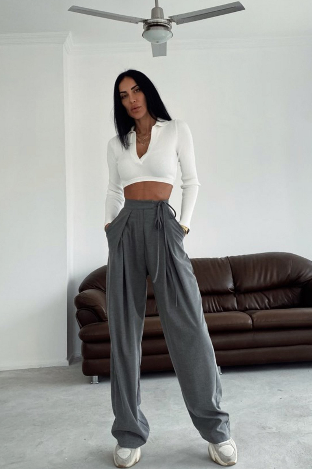 Wide Legs Pleated Pants In Colors