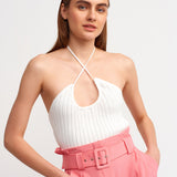 Cross Neck Tie Blouse