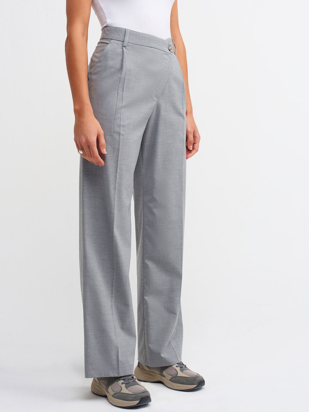 Asymmetric Button Pants