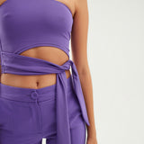 Asymmetric Cut Blouse Purple