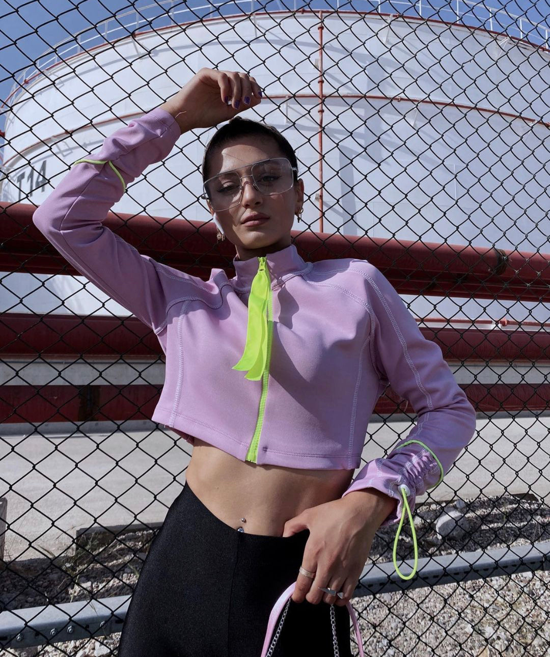 Neon Zip Crop Top