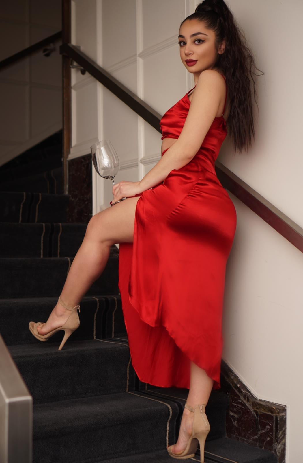 Pardy Satin Skirt and Crop Top Set