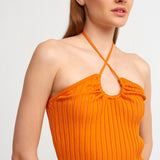 Cross Neck Tie Blouse