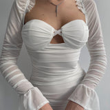 Tulle Arm Dress White