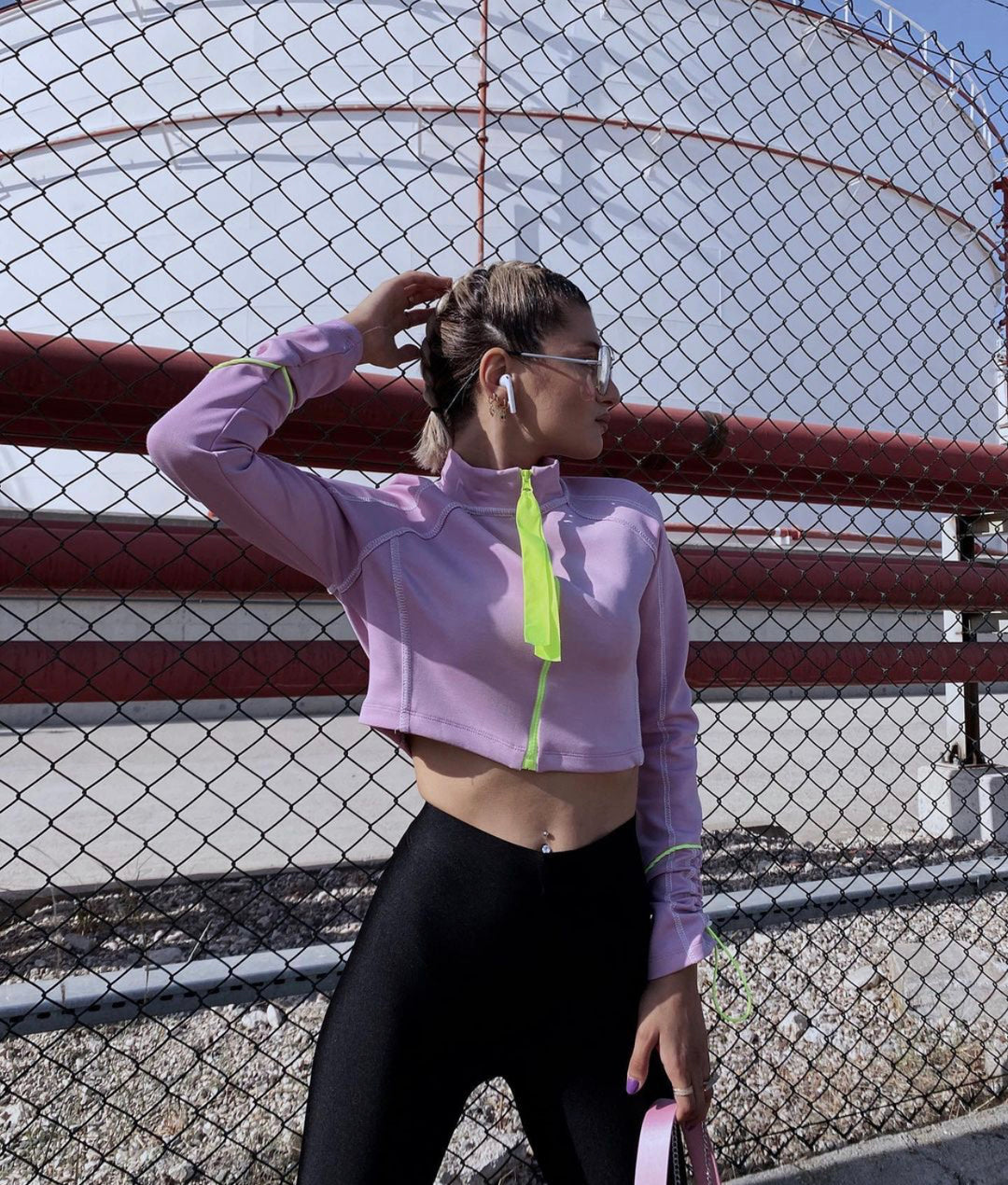 Neon Zip Crop Top