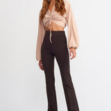 Gathered Drawstring Crop Top