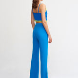 Split Hem Classic Pants In Blue