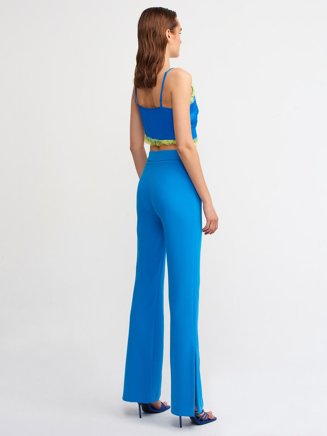 Split Hem Classic Pants In Blue