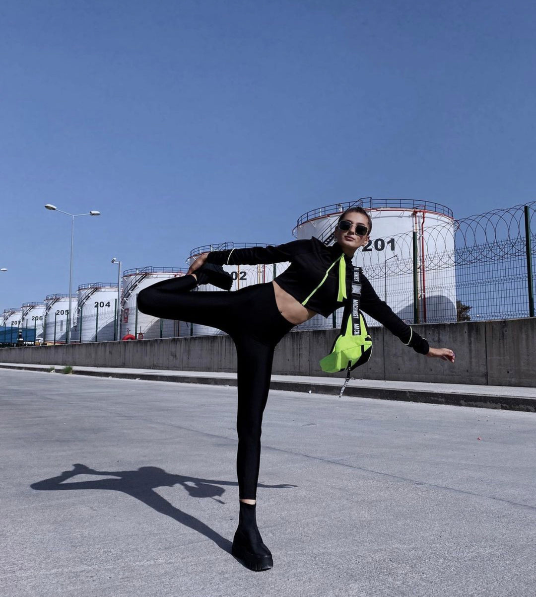 Neon Zip Crop Top