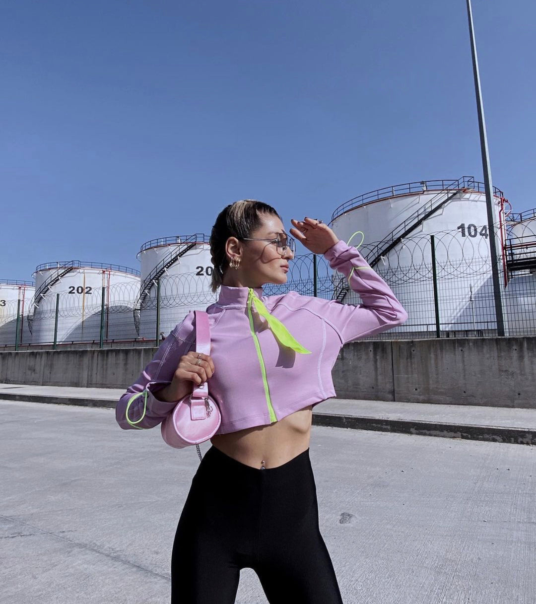 Neon Zip Crop Top