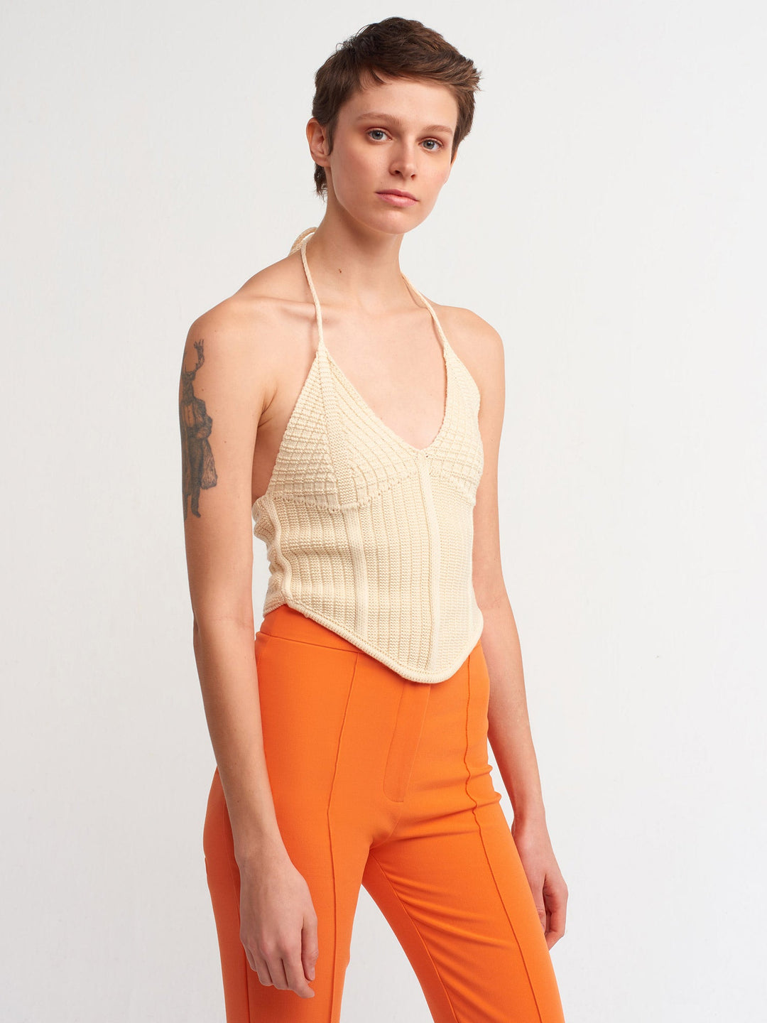 Knitted Tie Around Neck Top