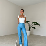 Straight Faux Leather Pants In Colors