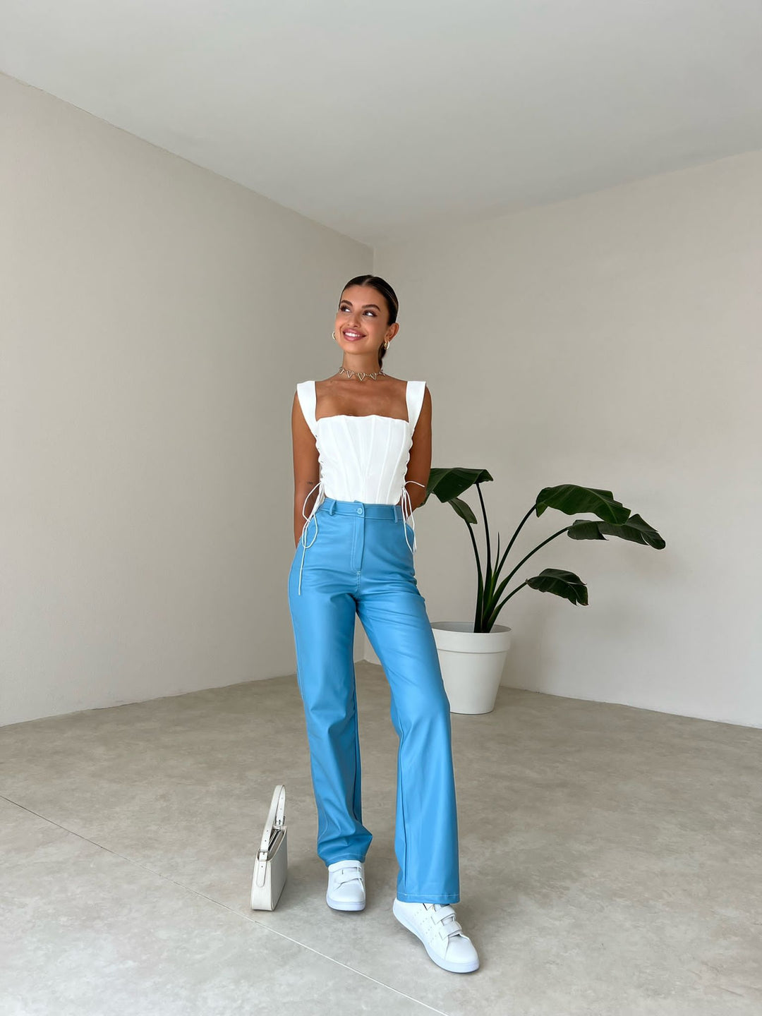 Straight Faux Leather Pants In Colors