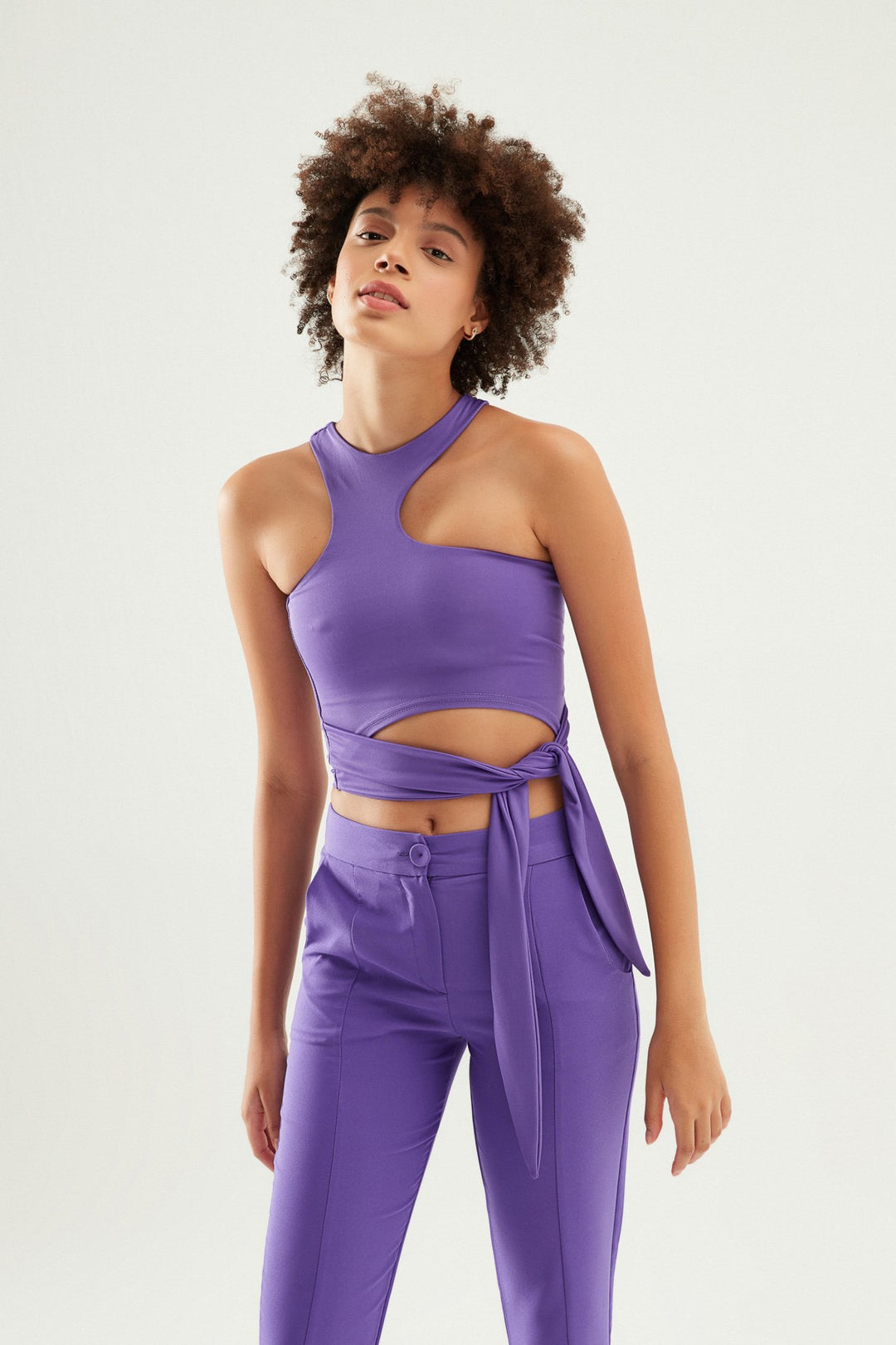 Asymmetric Cut Blouse Purple