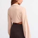 Gathered Drawstring Crop Top