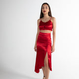 Pardy Satin Skirt and Crop Top Set