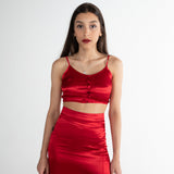 Pardy Satin Skirt and Crop Top Set