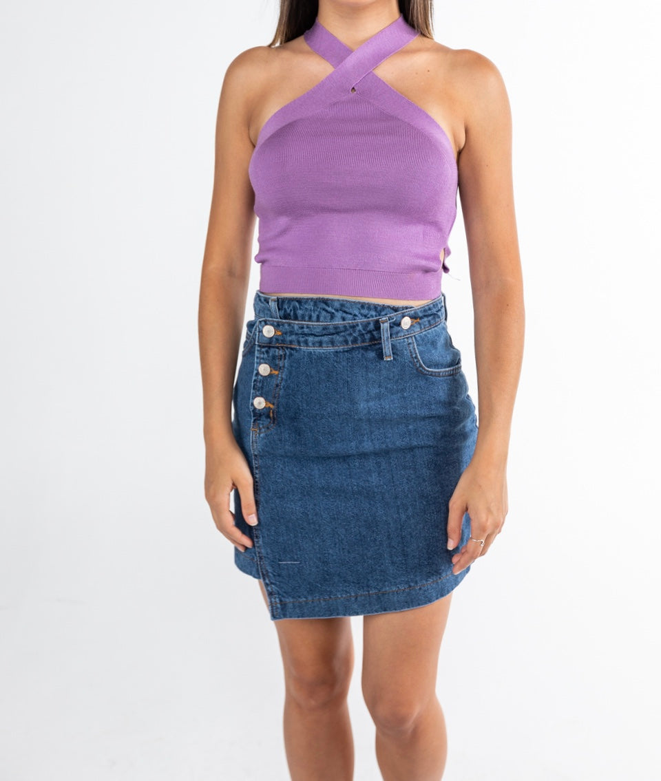 Wrap Design Jeans Skirt
