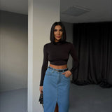 Front Split Skirt In Colors