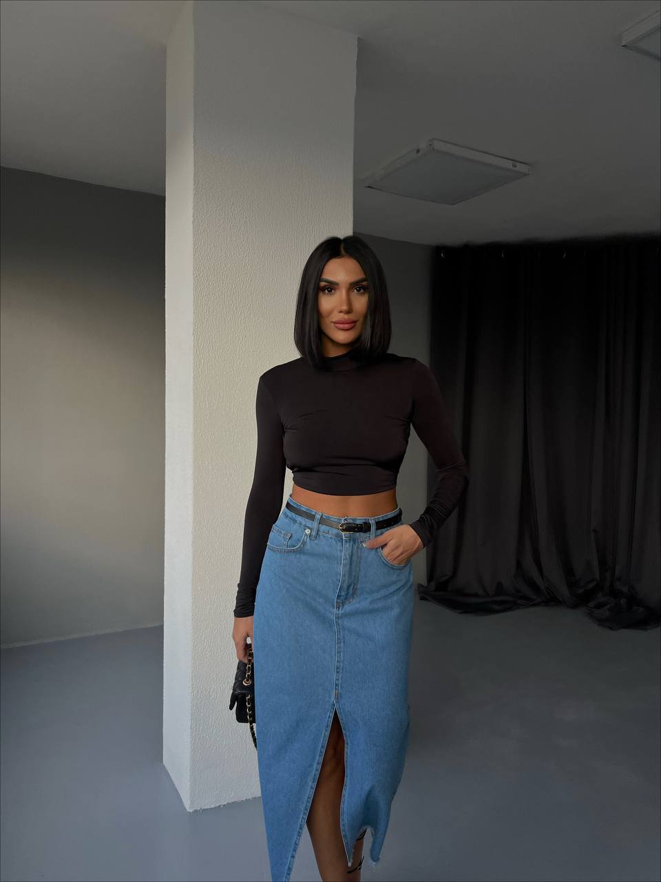 Front Split Skirt In Colors