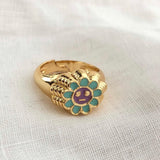 Smile Face Daisy Ring