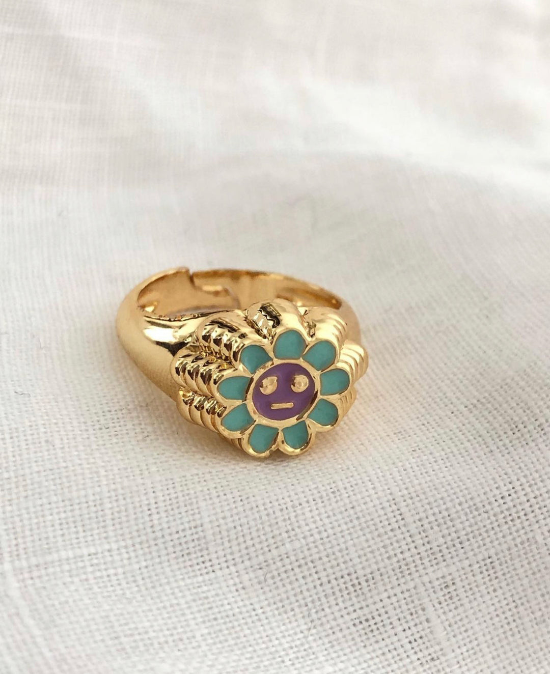Smile Face Daisy Ring
