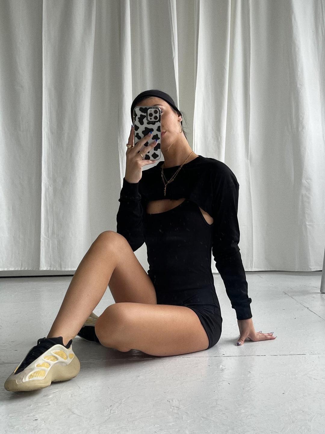 Long Sleeve Pull Over Top Black