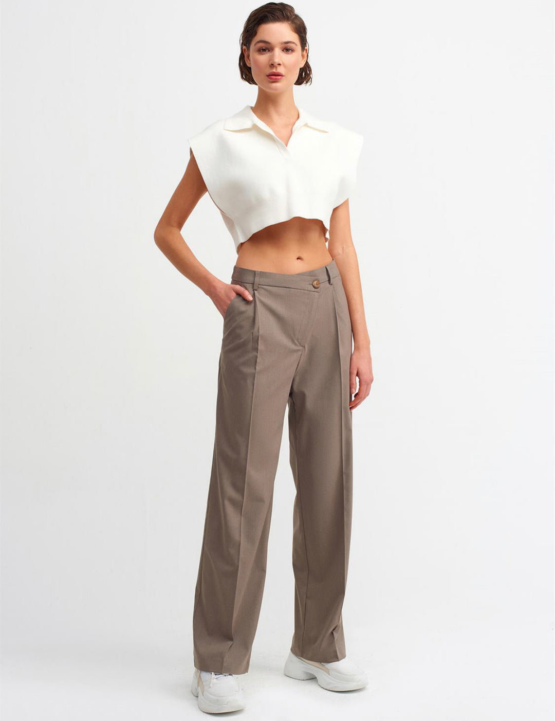 Asymmetric Button Pants