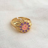Smile Face Daisy Ring
