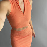 Zip Up Top Skirt Set