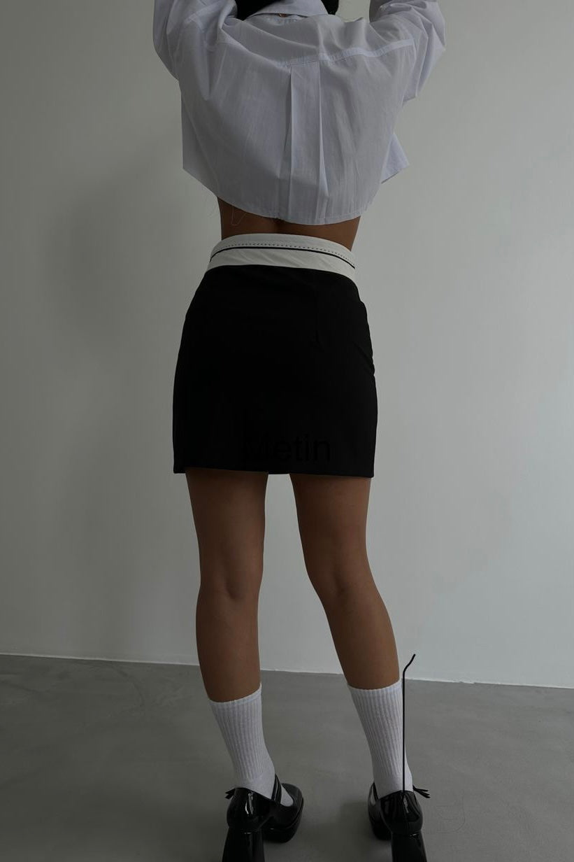 Folded Belt Mini Skirt