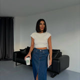 Front Split Skirt In Colors